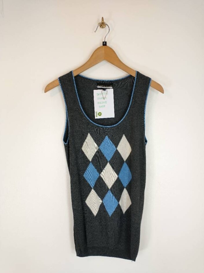 Austin Reed Knitted Tank Top Grey And Blue Size: S