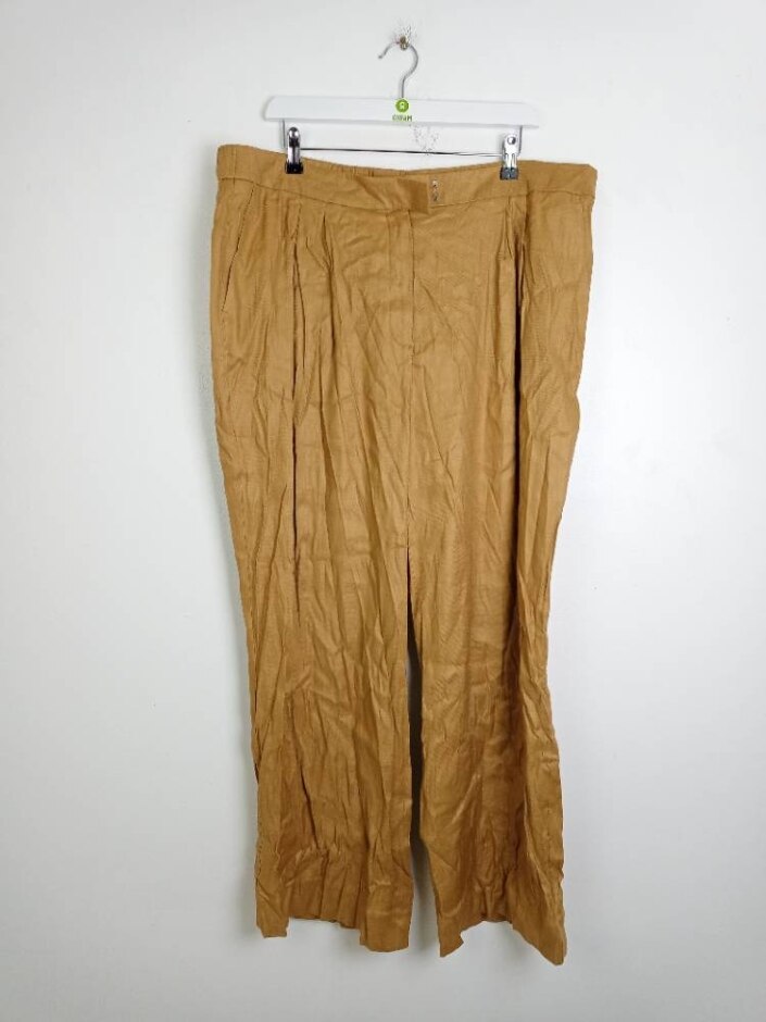 Jaeger Nwot Linen Rich Women's Pleat Front Trousers Camel Size: 20