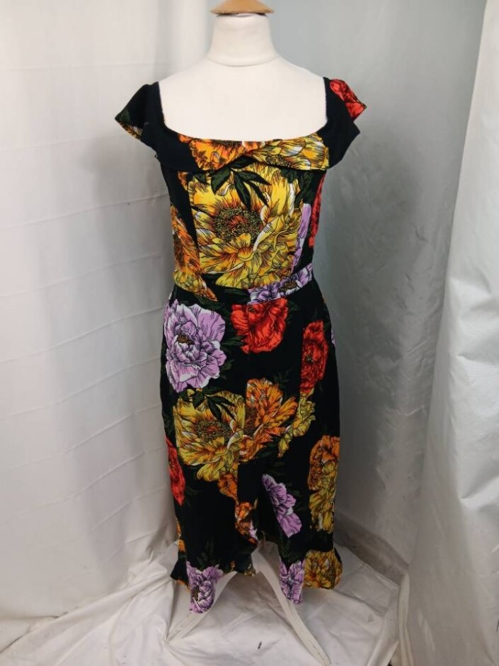 Bnwt River Island Off Shoulder Wrap Skirt Dress Multi Size: 10