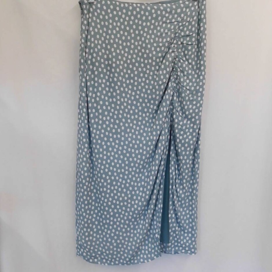 Abercrombie & Fitch Ruched Front Side Slit Skirt Sea Green Size: S