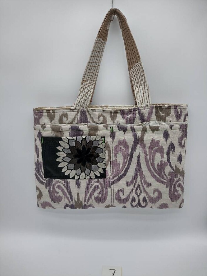 Oxfam X Loom Reversible Tote Bag Exclusive Upcycled Collection Purple-beige Black Floral