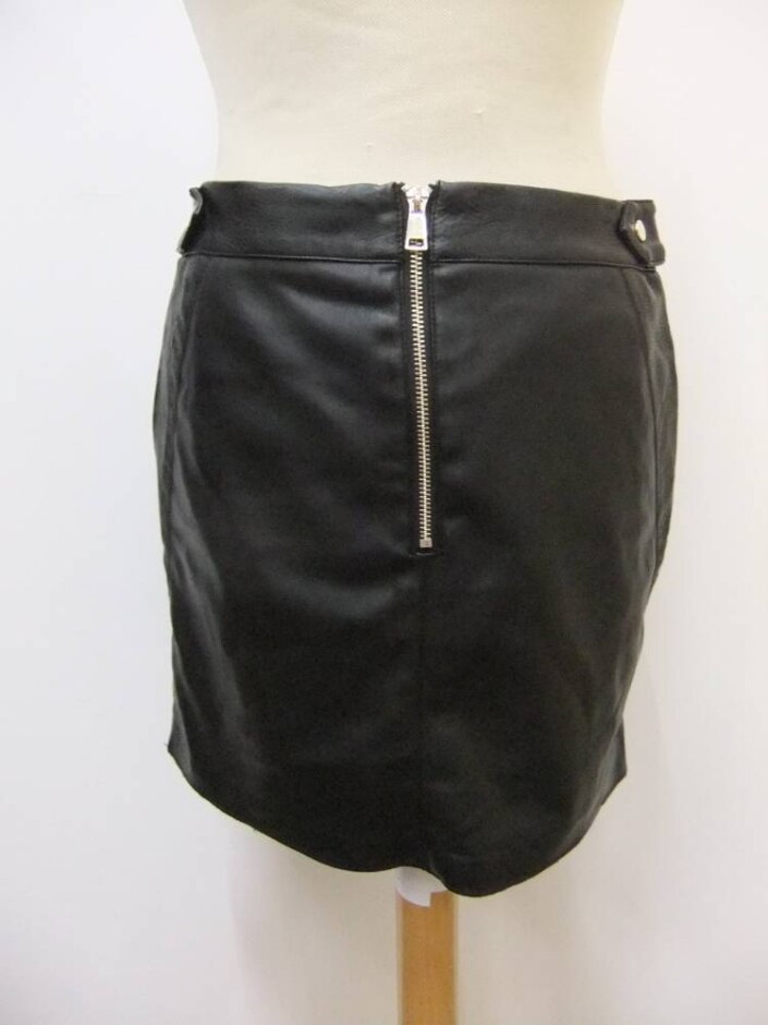 River Island Leather Effect Skirt Black Size: M