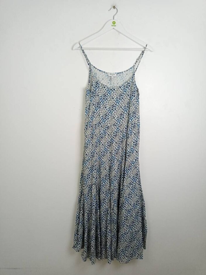 Fresha Tiered Maxi Dress White/blue Size: S