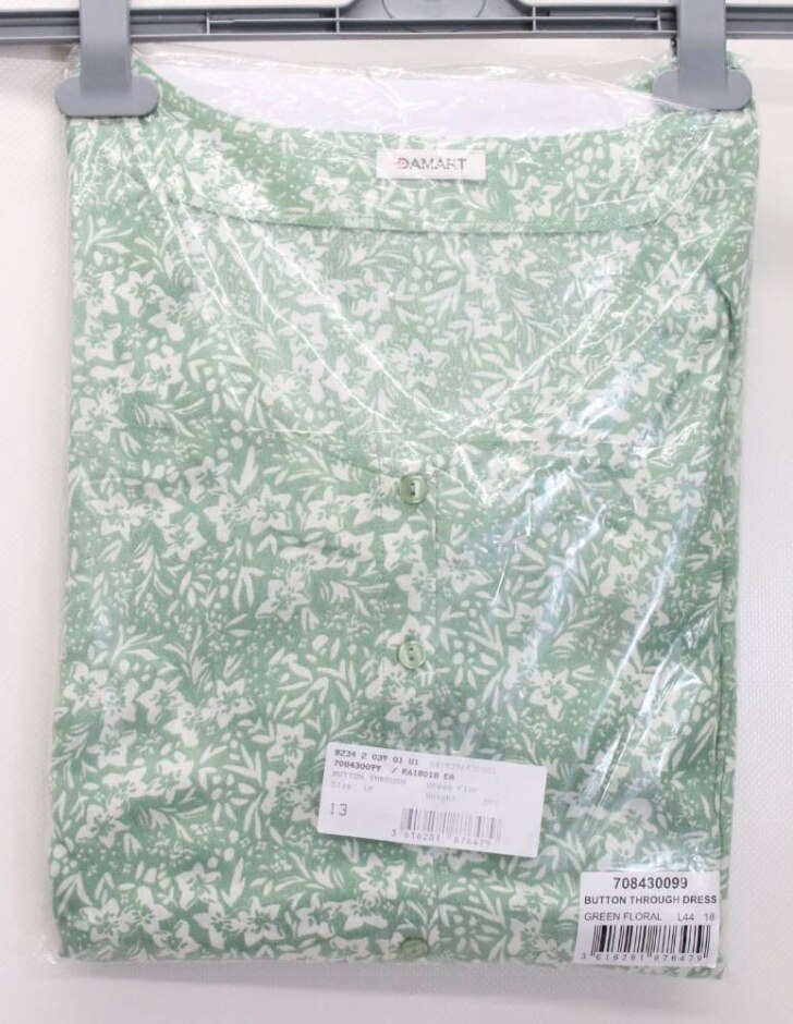 Damart Bnwt Button Through Dress Floral Green Size: 18