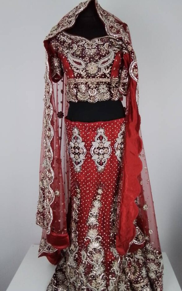 Wedding Lengha Asian Bollywood Pakistani Red Indian Bridal Bride Size S