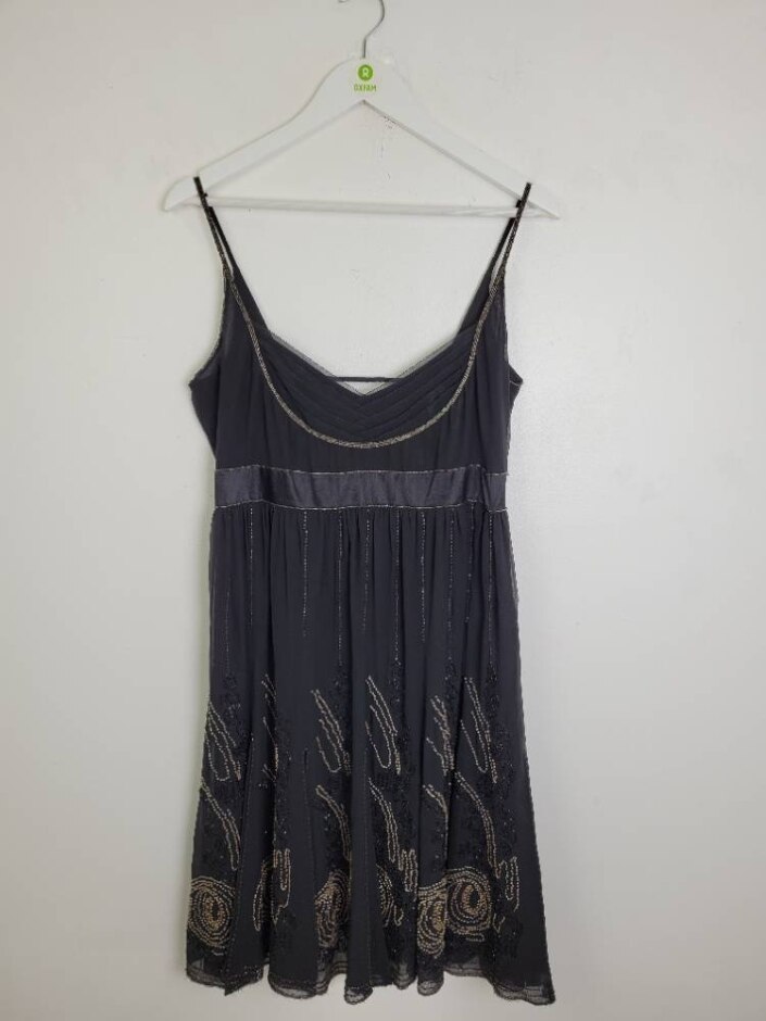 Karen Millen Silk Sleeveless Beaded Dress Black Size: 14