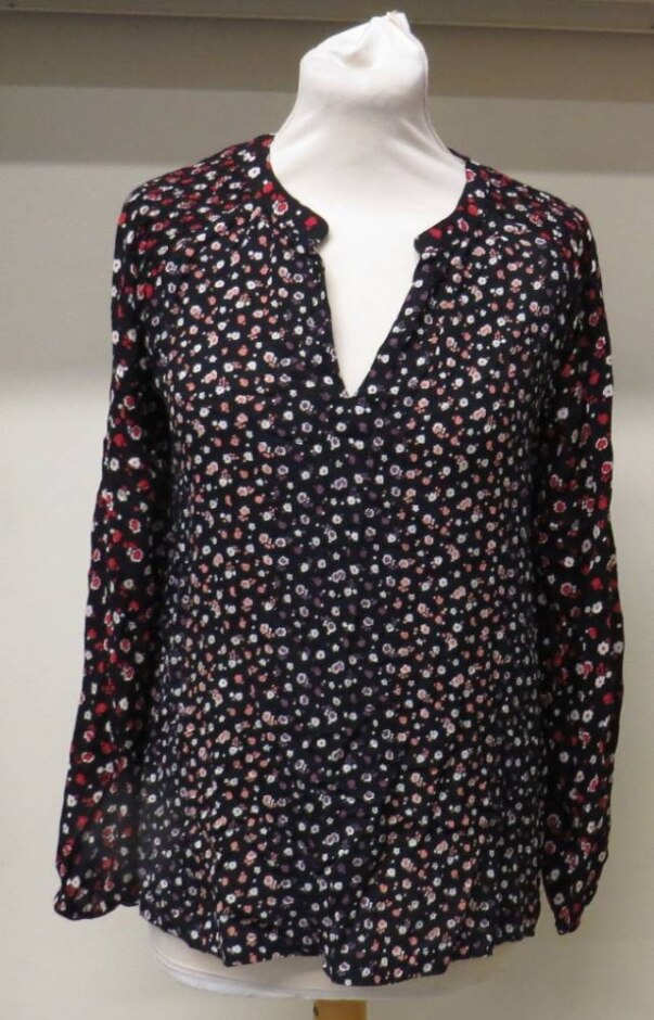 Fat Face Long-sleeved Top Black & Foral Size: 8