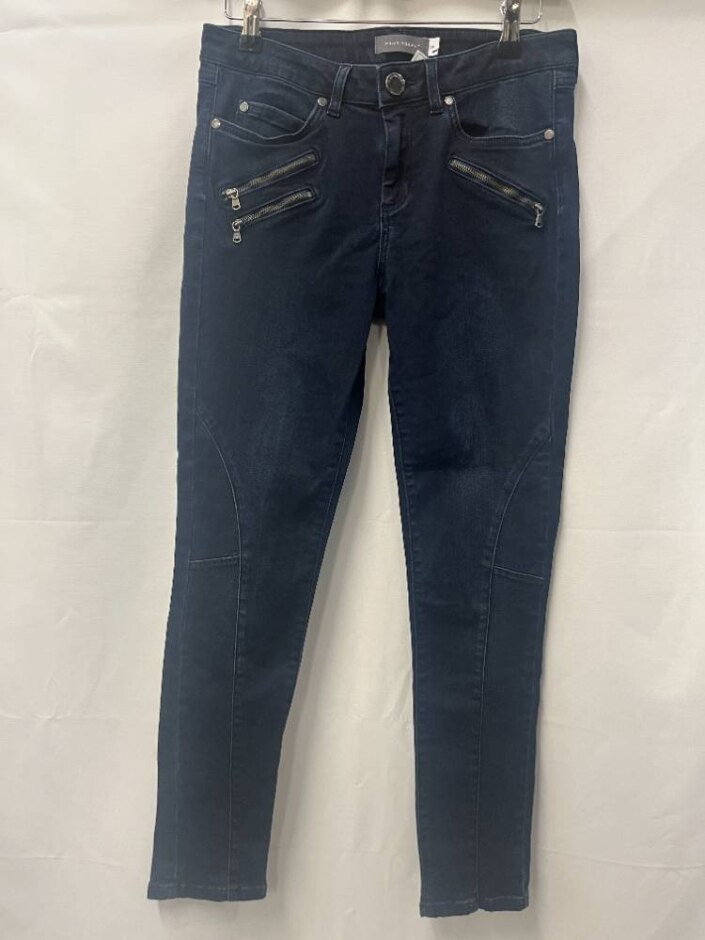 Mint Velvet Zip Pocket Skinny Jeans Dark Blue Size: 10
