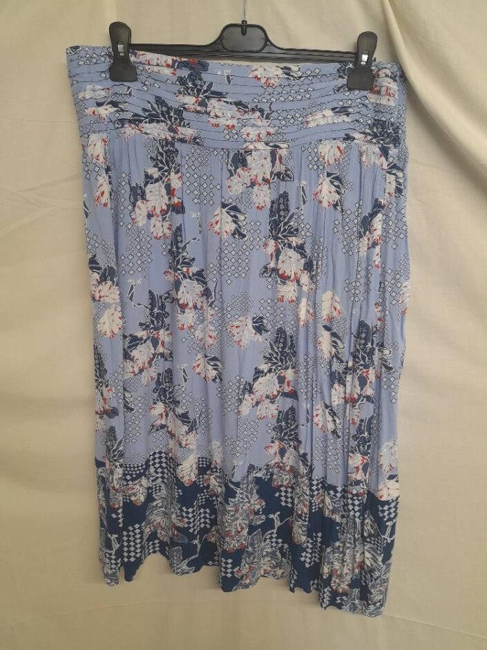 White Stuff Patterned Crinkle Skirt Mixed Blue Size: 16