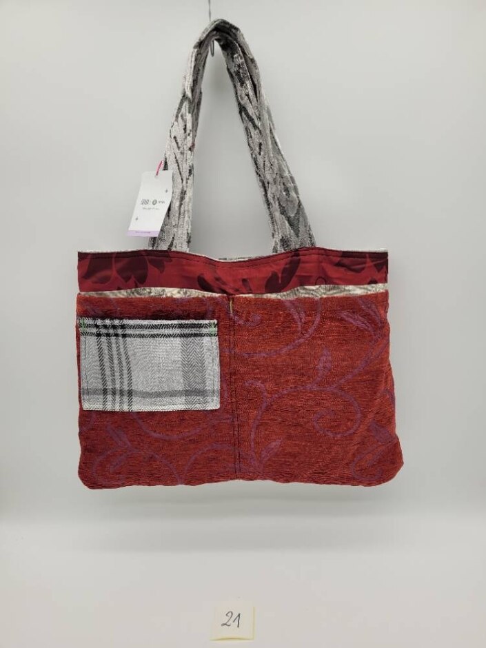 Oxfam X Loom Reversible Tote Bag Exclusive Upcycled Collection Red Grey Black Burgundy Velvet