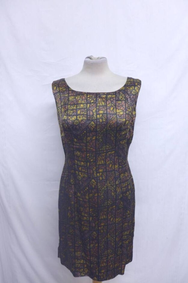 Unbranded Stained Glass Dress Amber & Gold Size: 14