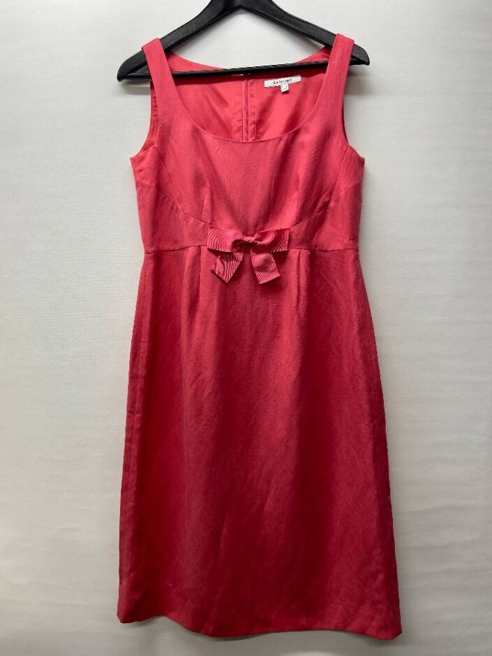 Lk Bennett Silk Linen Central Bow Dress Coral Size: 12