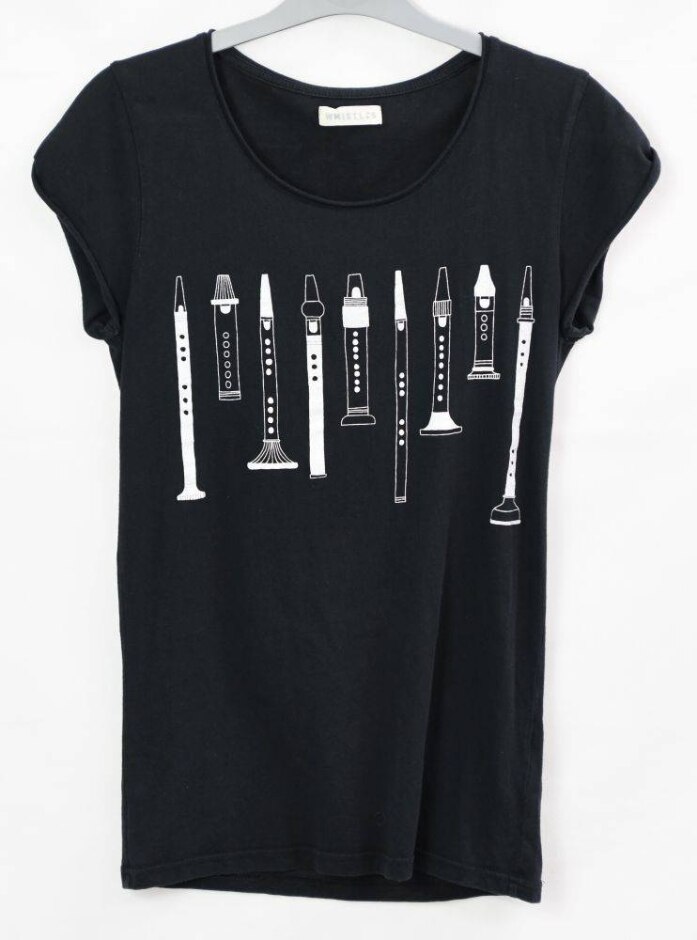 Whistles T-shirt With Music Instruments Black Size: Xs