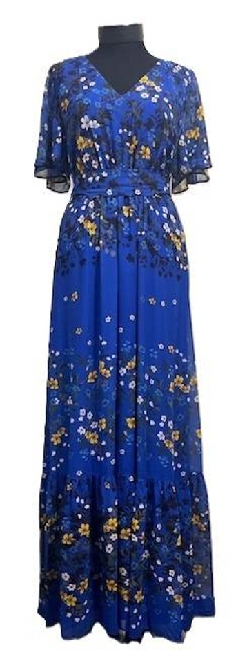 Phase Eight Georgie Tiered Maxi Dress Cobalt Size: 12