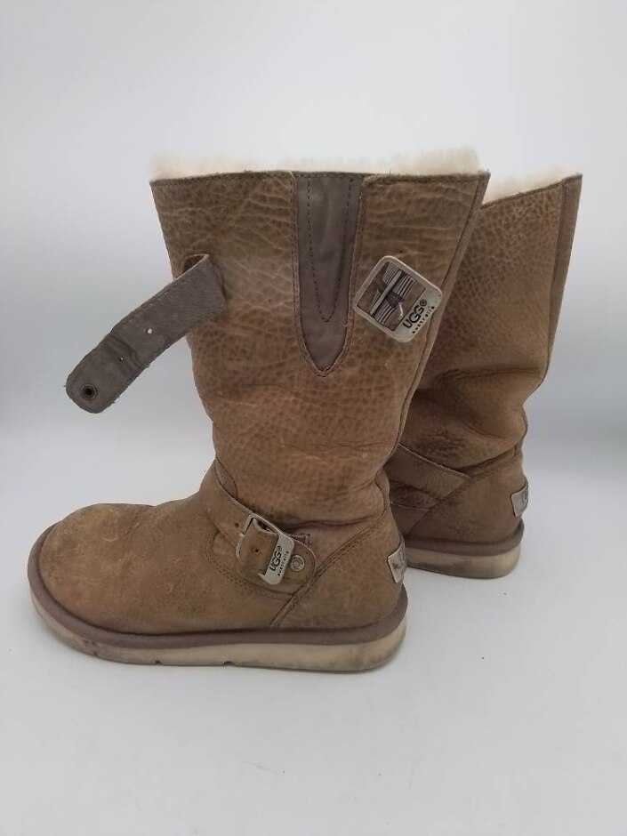 Ugg Women's Sutter Waterproof Leather Buckle Boots - Toast In  Brown Colour, Size 4.5