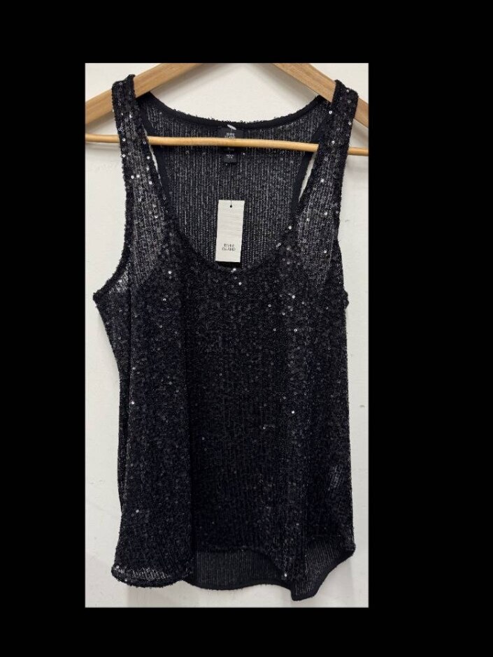 River Island Vest Top With Sequin Black Size: 6