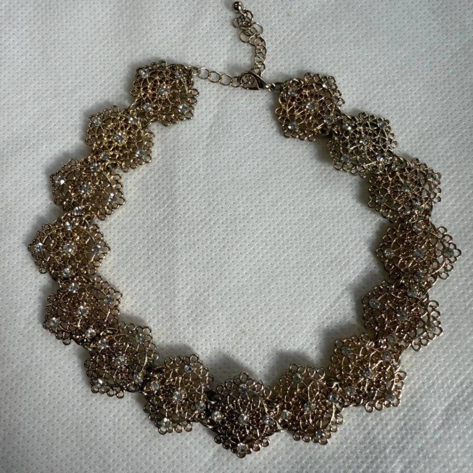 Ornate Gold Diamante Choker Necklace