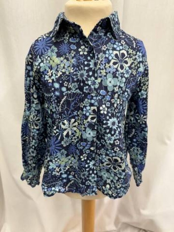 Liberty Of London Floral Button Down Blouse Blue / Green  Size: 4 - 5 Years