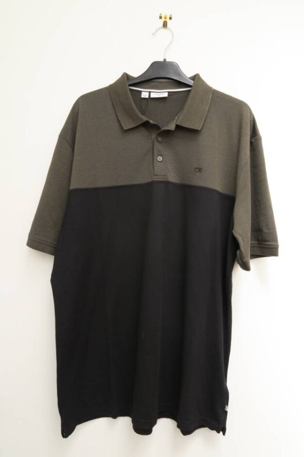 Calvin Klein Golf Colour Block Polo Shirt Olive And Black Size: Xxl