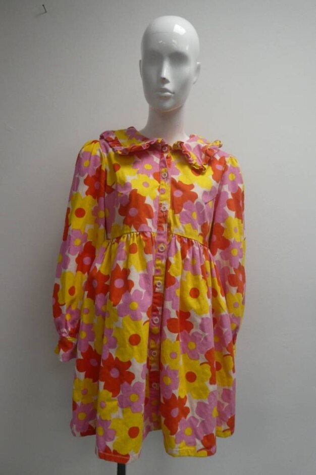 Neon Rose Floral Dress Multi-coloured Size: Xs