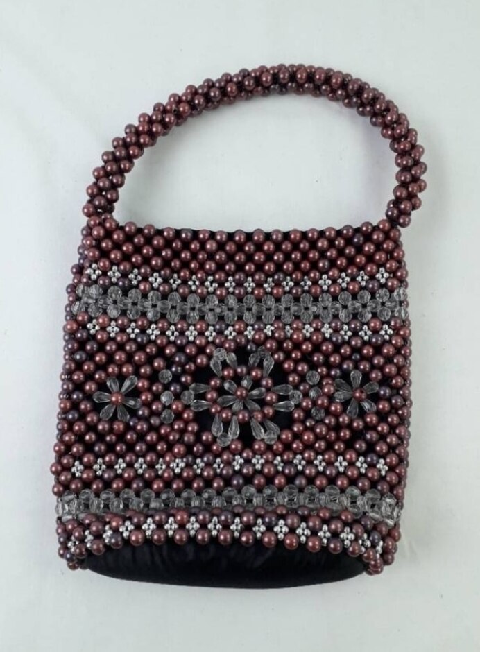 Skinny Dip Beaded Bag Burgundy Used
