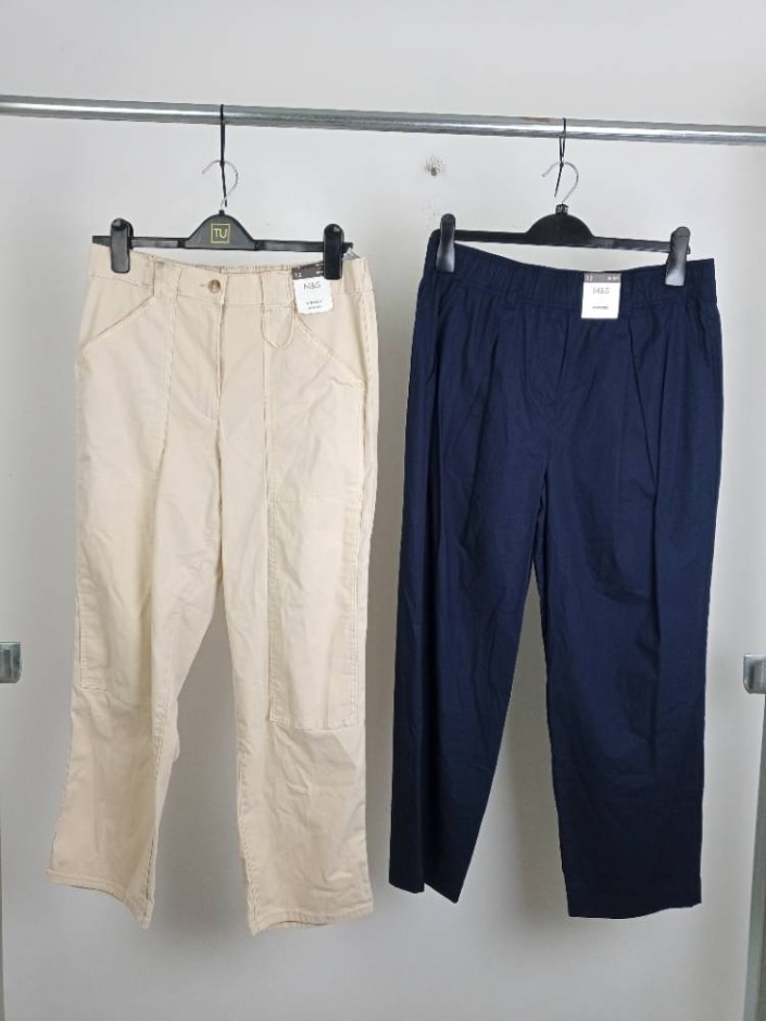M&s Short 2pcs Tapered  & Straight Leg Trousers Multi Size: 12