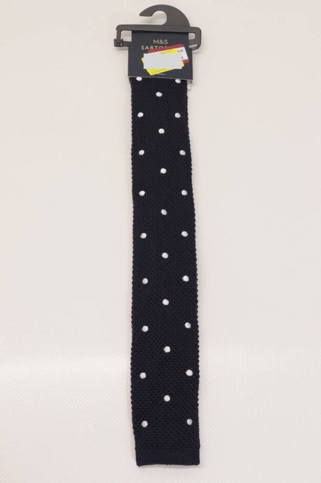M&s Sartorial Pure Silk Navy Spotty Tie
