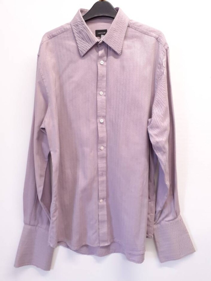 Jaeger Long Sleeve Dress Shirt In Puce Size: 16" Collar