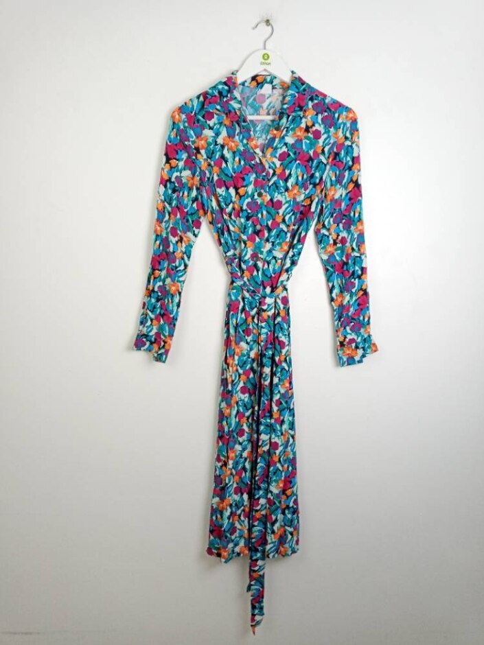 Fresha Long Sleeve Shirt Dress Multicoloured Size: S
