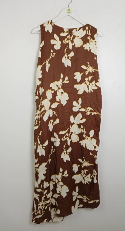 M&s Satin Ruched Side Dress Brown Size: 22