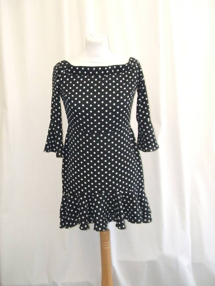 Topshop Polka Dot Dress Black And White Size: 8
