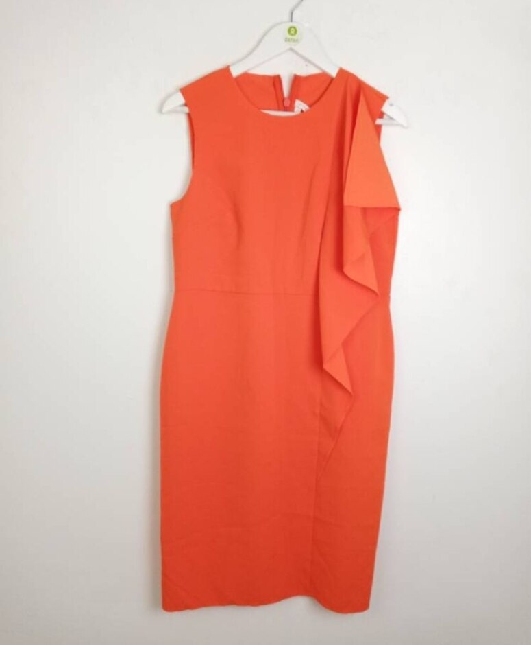 Finery Frill Front Shift Dress Orange Size: 12