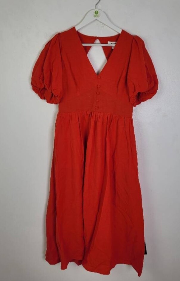Ro&zo Cara Puff Midi Dress Petite Red New Size: 12