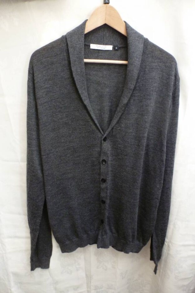 Mark Law  Merino Wool Roll Neck Cardigan Grey  Size: Xl