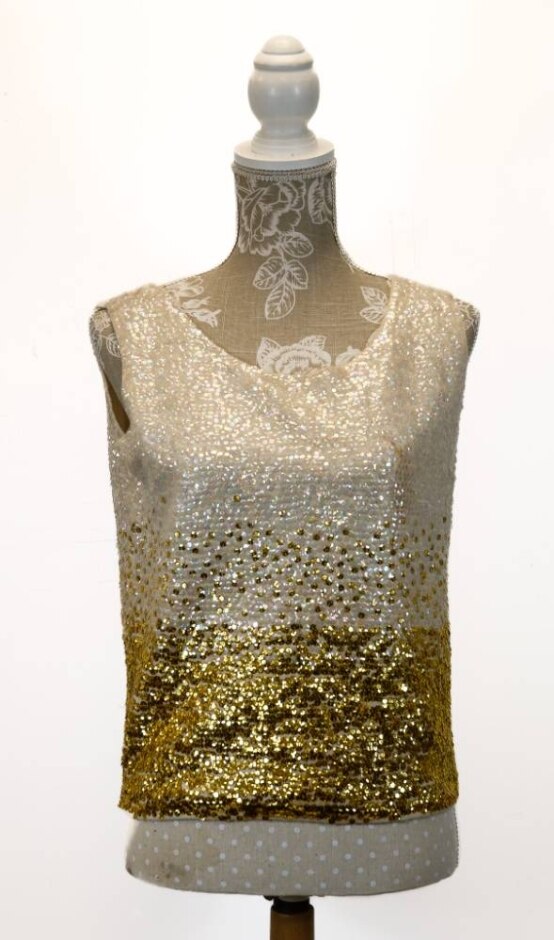 Len Edwards Womens Top White And Gold Size: 36