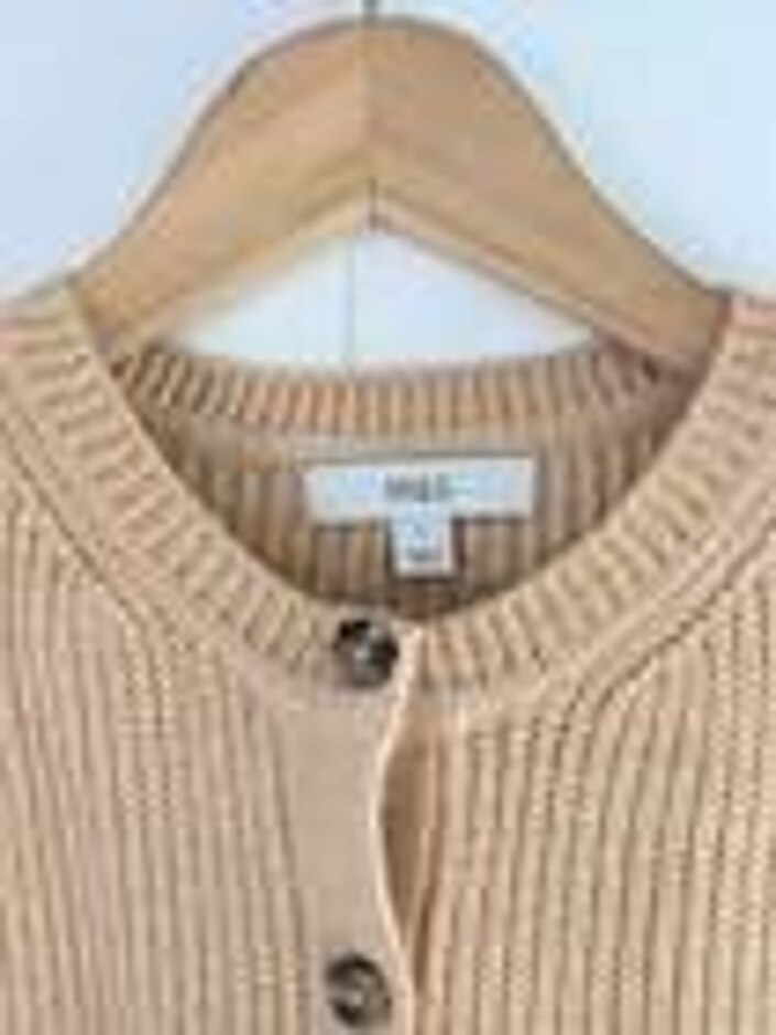 M&s Marks & Spencer Sleeveless Cardigan Camel Size: M