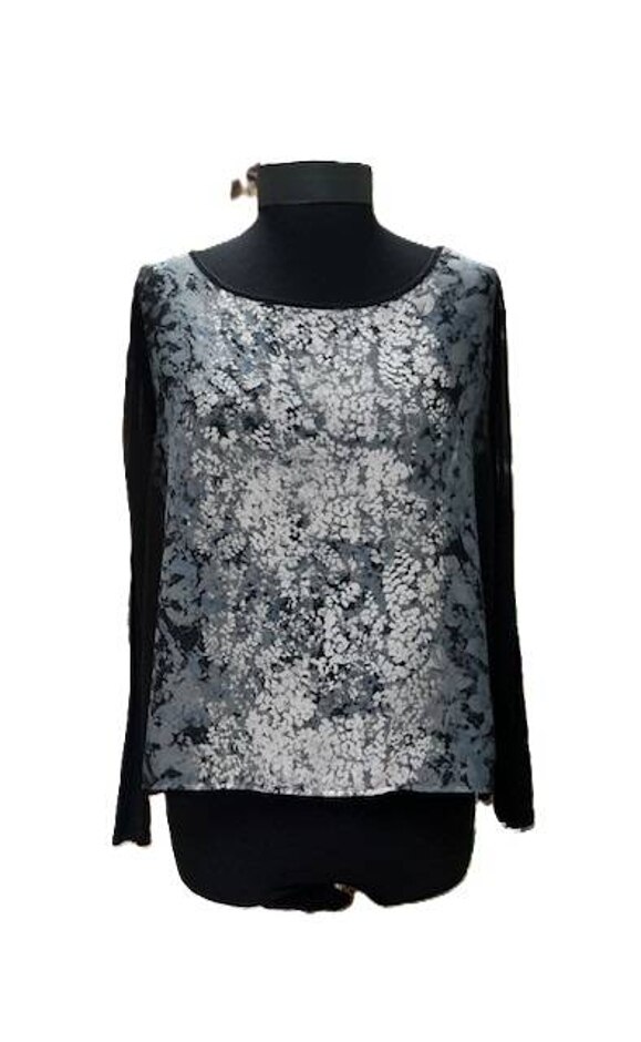 Mint Velvet Mesh Blouse Grey Size: 8