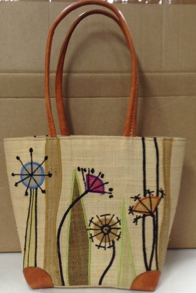 Embroidered Straw Bag