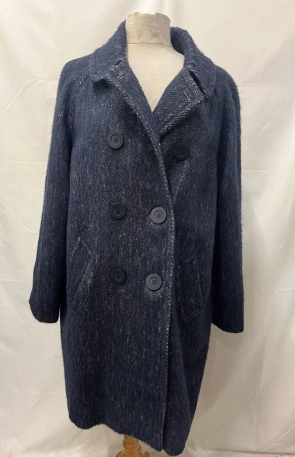 Cotswold Collections Wool Mix Double Breasted Coat Blue Size: 16