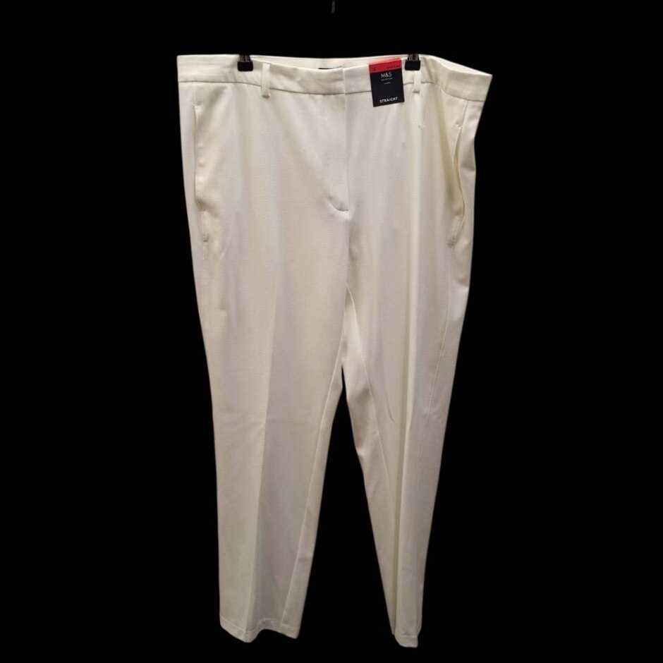 M&s Marks & Spencer Trousers White Size: 18