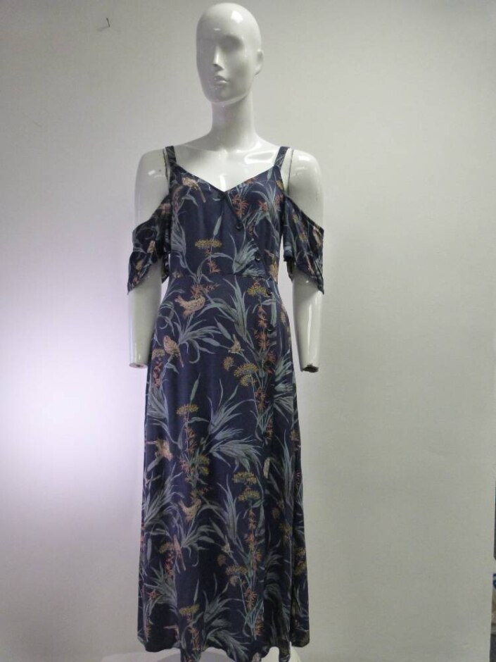 Warehouse  Off-shoulder Maxi Dress Blue Size: 10