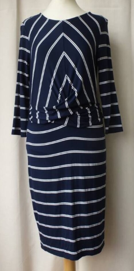 M&s Collection 3/4 Sleeve Bodycon Mini Dress Navy Size: 8