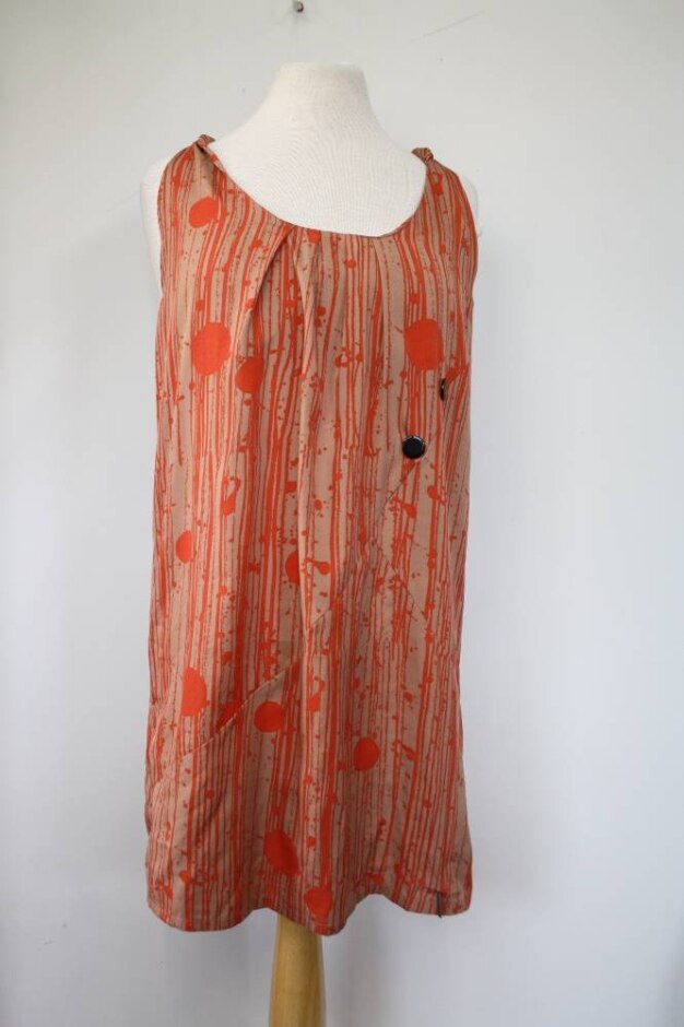 Numph Summer Dress Orange And Tan Size: 12