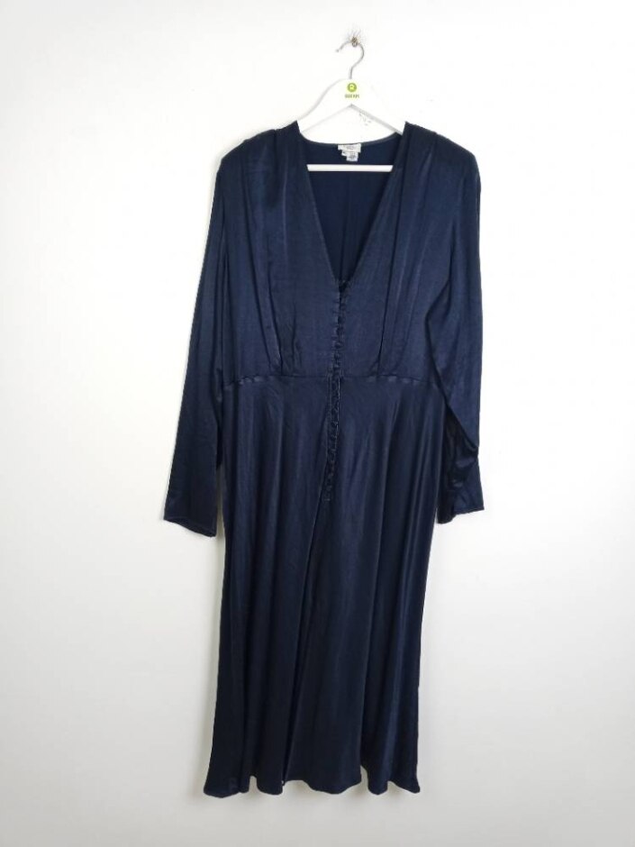 Ghost Satin Long Sleeve Shirt Dress Blue Size: Xxxl