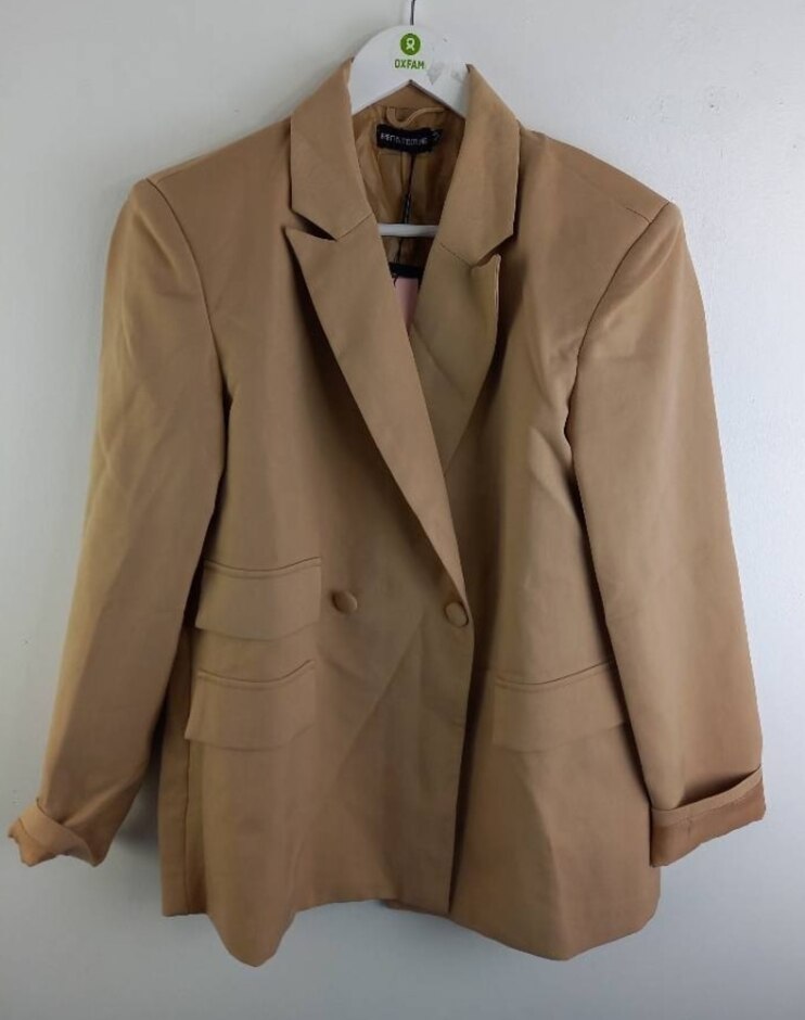Pretty Little Thing Double Breasted Blazer  Beige Size: 8