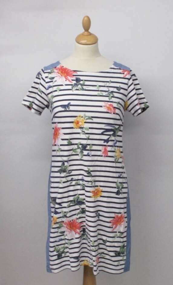 Joules Denim Dress Blue & White Size: 10