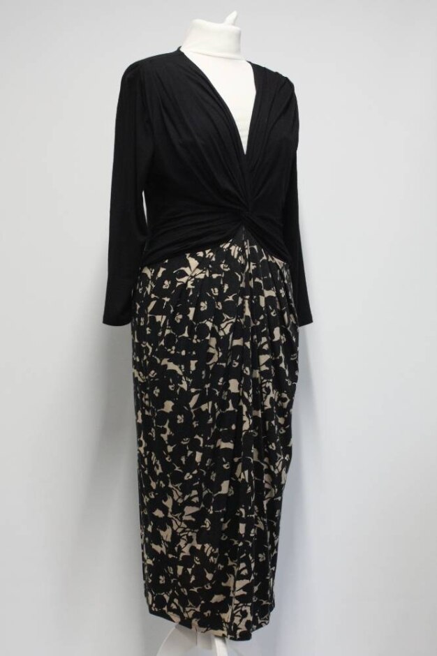 Per Una Crossover Black Topped Dress Multicoloured Size: 12