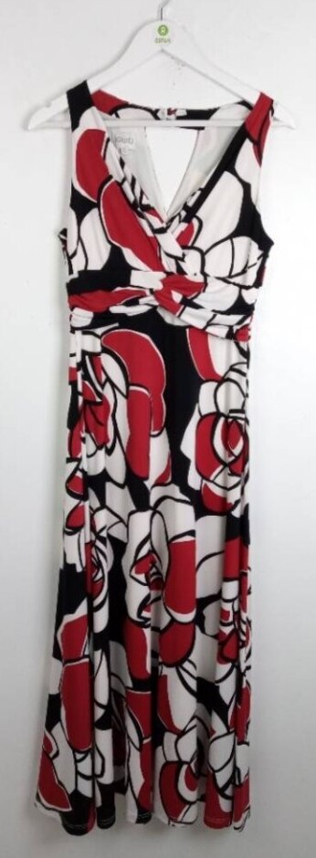 Kaliko Floral Stretch Maxi Dress Red & Black Size: 10