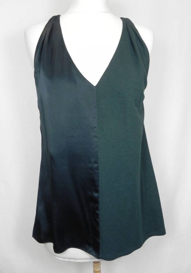 Jigsaw Silk Contrast Vest Top Green Size: Xs