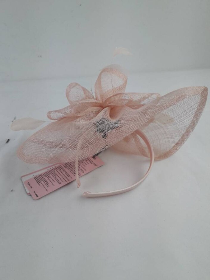 Phase Eight Headband Fascinator Light Pink Mesh Feathers